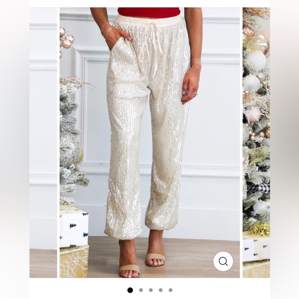 Main Strip Sequin Champagne Pants